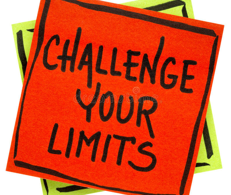 challenge your limits inspirational reminder note handwriting black ink isolated sticky