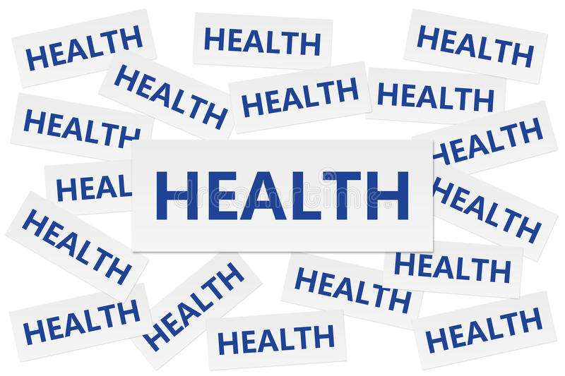 health concept lot white cards text isolated white background